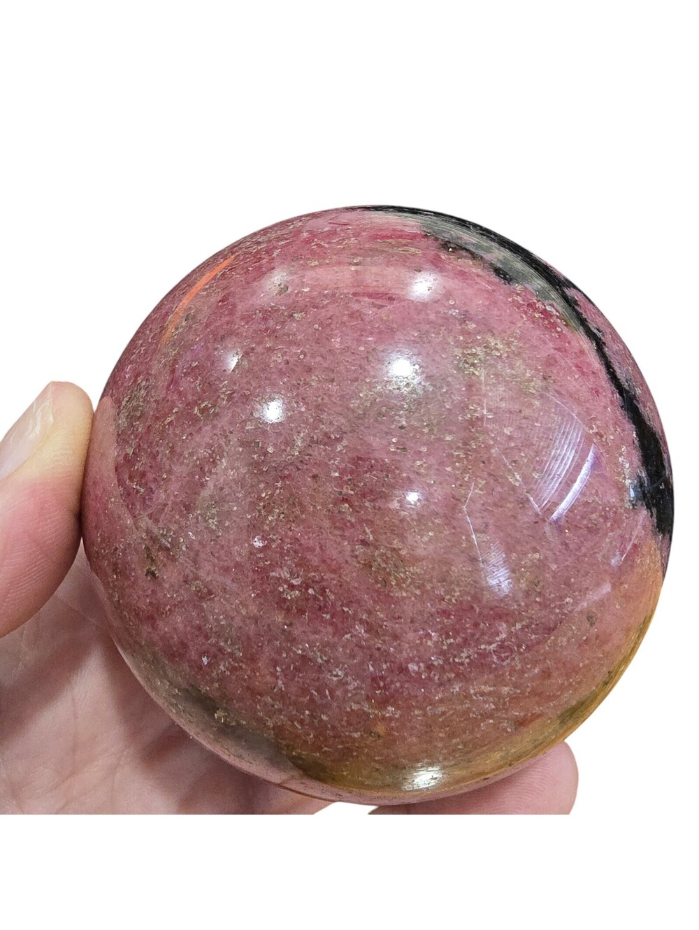 A182. Rhodonite Natural Crystal 75mm Sphere Orb